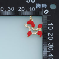18K Gold Filled Enamel Dog Charm, CZ Paved Puppy Silhouette Pendant for DIY Bracelet & Necklace Jewelry Making
