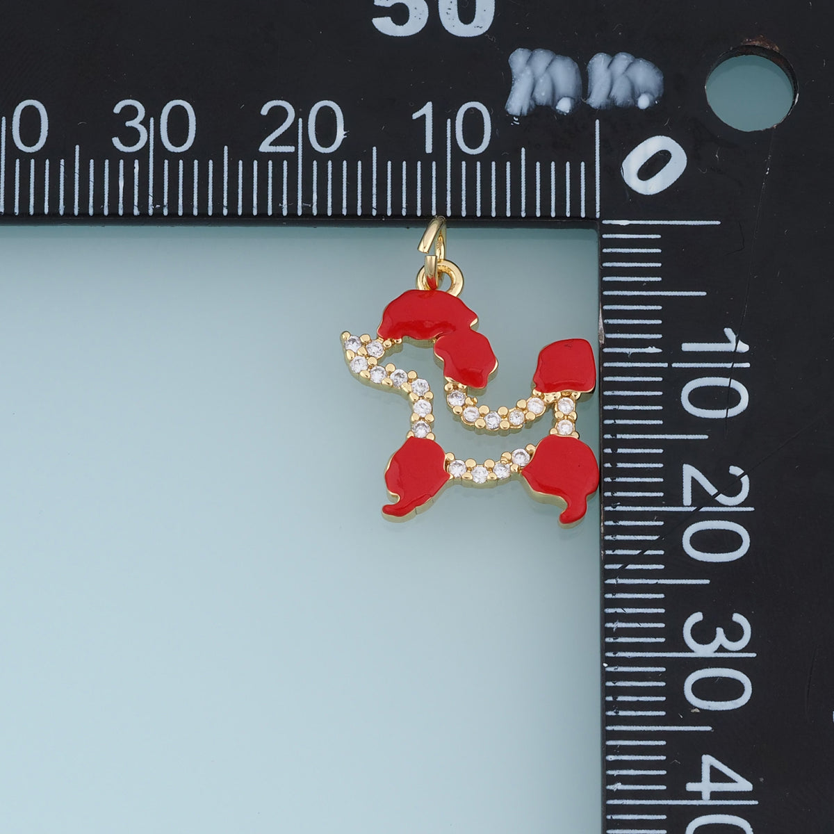 18K Gold Filled Enamel Dog Charm, CZ Paved Puppy Silhouette Pendant for DIY Bracelet & Necklace Jewelry Making