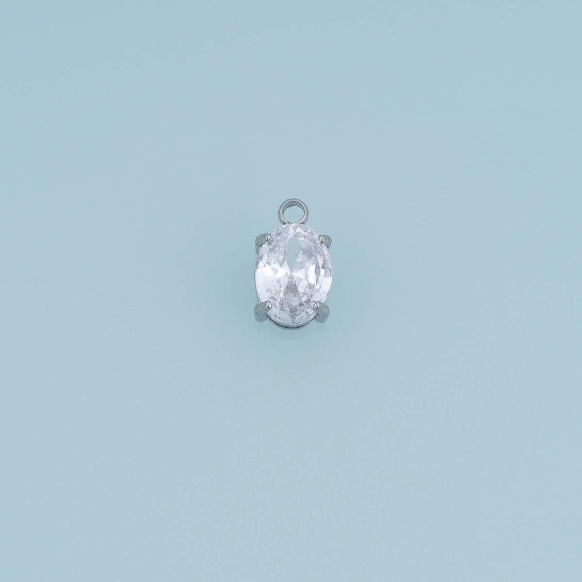 Oval Crystal Pendant,14K Gold Silver Clear Faceted Gemstone Charm DIY Charm for Necklace Bracelet Making