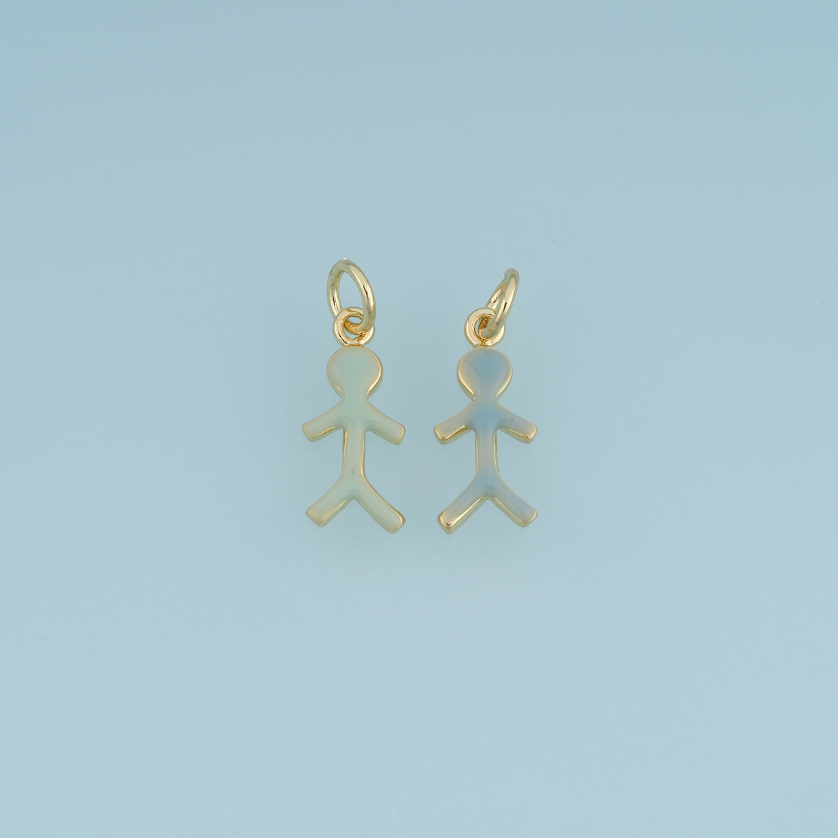 18K Gold Filled Enamel Stick Figure Charm, Tiny Human Silhouette Pendant for DIY Bracelet & Necklace Making