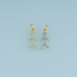 18K Gold Filled Enamel Stick Figure Charm, Tiny Human Silhouette Pendant for DIY Bracelet & Necklace Making