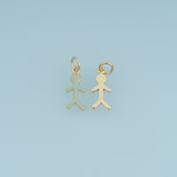 18K Gold Filled Enamel Stick Figure Charm, Tiny Human Silhouette Pendant for DIY Bracelet & Necklace Making