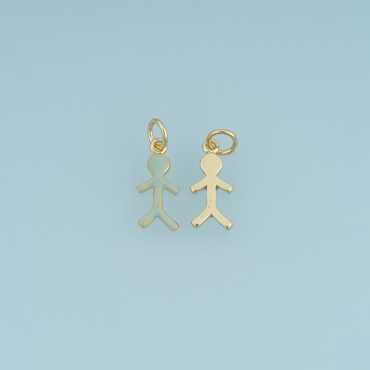 18K Gold Filled Enamel Stick Figure Charm, Tiny Human Silhouette Pendant for DIY Bracelet & Necklace Making