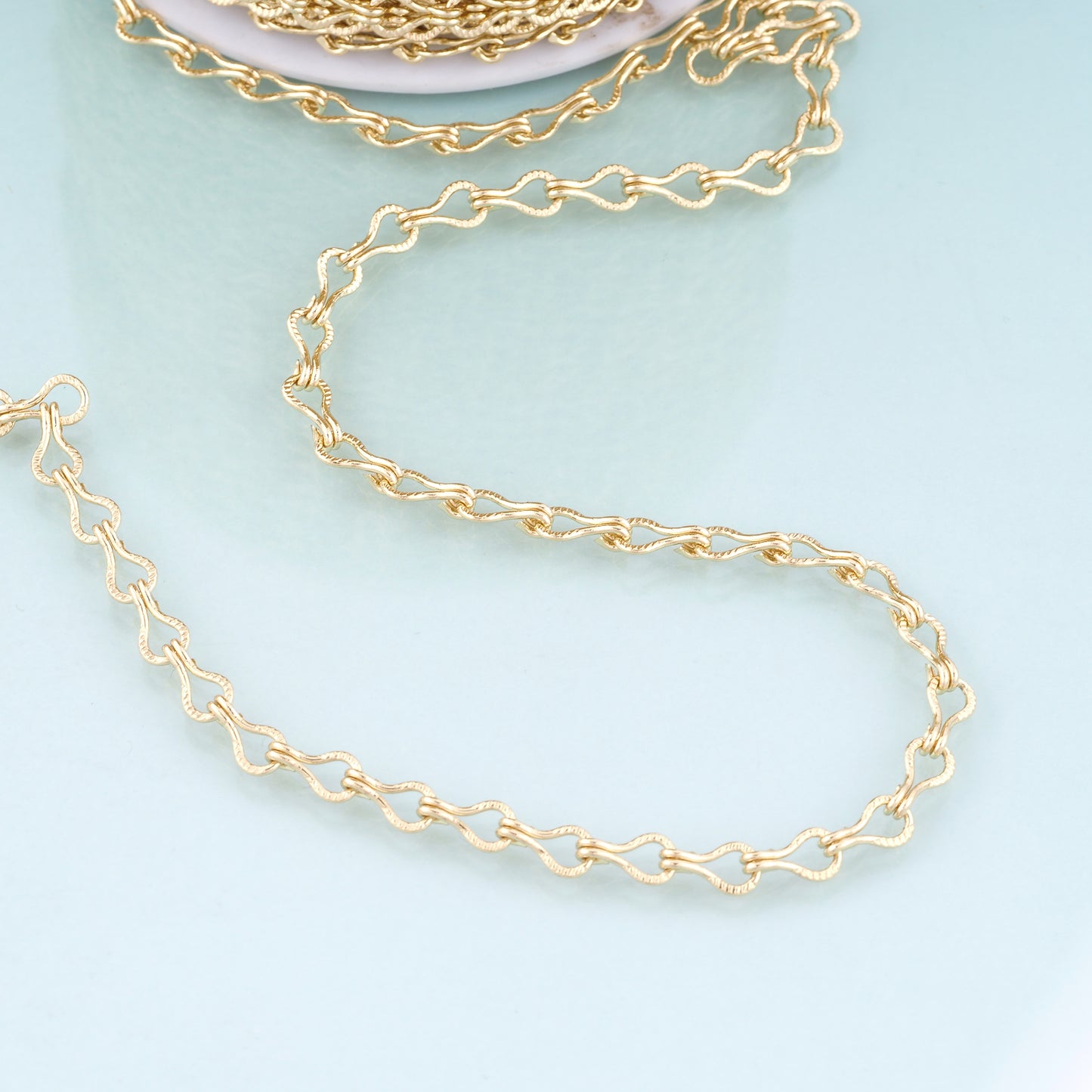 18K Gold Filled Geometry Chain,Geometry Chain Bracelet Necklace for DIY Jewelry Making Supply
