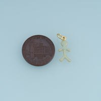 18K Gold Filled Enamel Stick Figure Charm, Tiny Human Silhouette Pendant for DIY Bracelet & Necklace Making