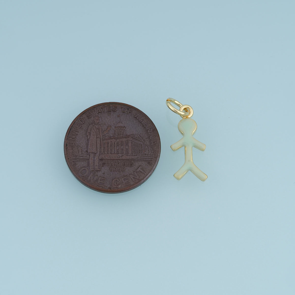 18K Gold Filled Enamel Stick Figure Charm, Tiny Human Silhouette Pendant for DIY Bracelet & Necklace Making
