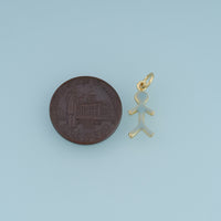 18K Gold Filled Enamel Stick Figure Charm, Tiny Human Silhouette Pendant for DIY Bracelet & Necklace Making