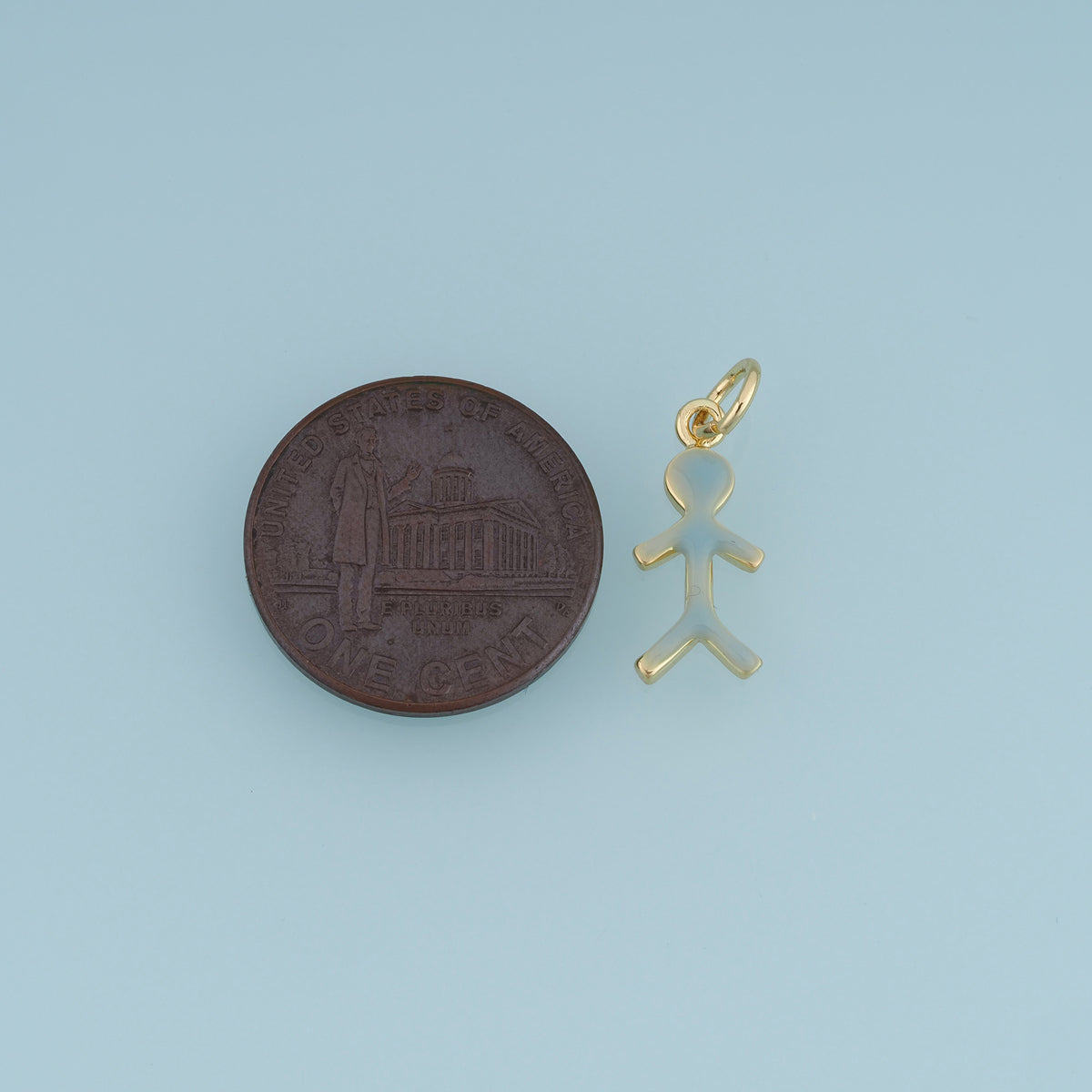 18K Gold Filled Enamel Stick Figure Charm, Tiny Human Silhouette Pendant for DIY Bracelet & Necklace Making