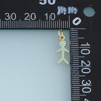 18K Gold Filled Enamel Stick Figure Charm, Tiny Human Silhouette Pendant for DIY Bracelet & Necklace Making