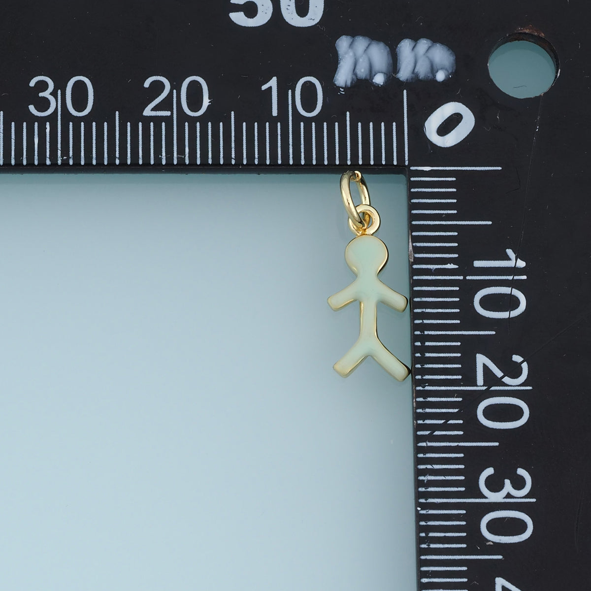 18K Gold Filled Enamel Stick Figure Charm, Tiny Human Silhouette Pendant for DIY Bracelet & Necklace Making