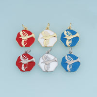 18K Gold & Silver Filled Enamel Bird Charm, Seagull Hexagon Pendant for DIY Bracelet Necklace Jewelry Making