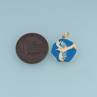 18K Gold & Silver Filled Enamel Bird Charm, Seagull Hexagon Pendant for DIY Bracelet Necklace Jewelry Making