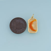 18K Gold Filled Enamel Crescent Moon Tag Charm, Sunburst Rectangular Pendant for DIY Bracelet & Necklace Making
