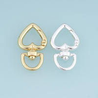 18K Gold & Silver Filled Heart Spring Snap Clasp, Swivel Heart Trigger Spring Hook for Jewelry Making