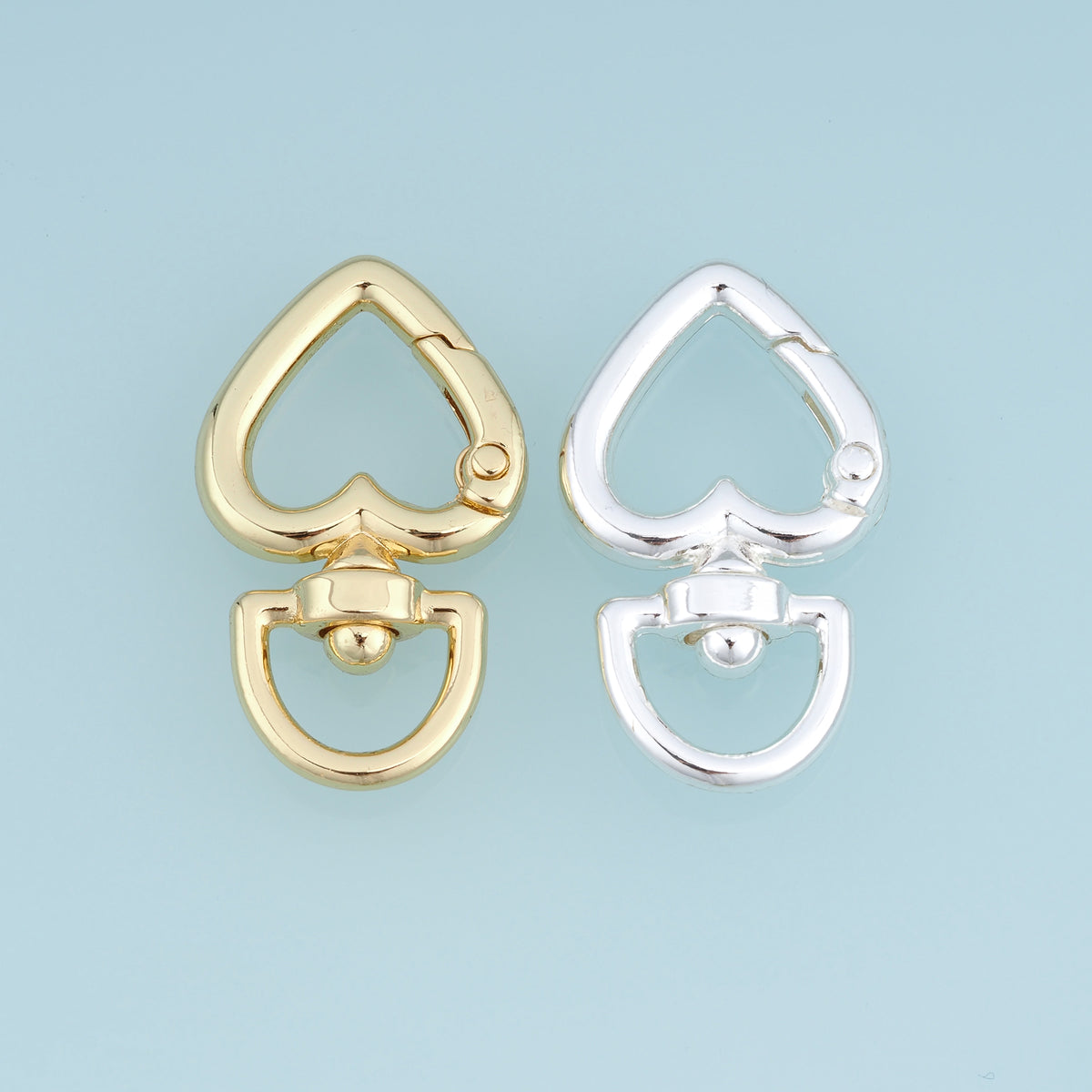 18K Gold & Silver Filled Heart Spring Snap Clasp, Swivel Heart Trigger Spring Hook for Jewelry Making