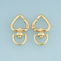 18K Gold & Silver Filled Heart Spring Snap Clasp, Swivel Heart Trigger Spring Hook for Jewelry Making