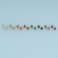 Round Crystal Pendant,14K Gold Colorful Bezel Set Gemstone Charm DIY Charm for Necklace Bracelet Making