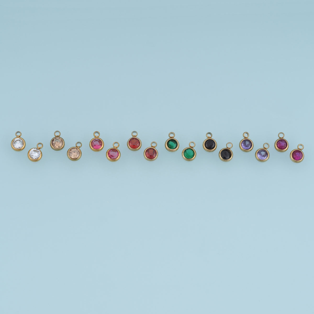 Round Crystal Pendant,14K Gold Colorful Bezel Set Gemstone Charm DIY Charm for Necklace Bracelet Making