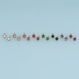 Round Crystal Pendant,14K Gold Colorful Bezel Set Gemstone Charm DIY Charm for Necklace Bracelet Making