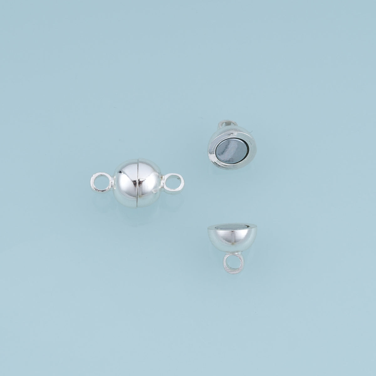 925 Sterling Silver Round Magnetic Ball Clasp, Sphere Magnetic Clasp for DIY Bracelet & Necklace Making