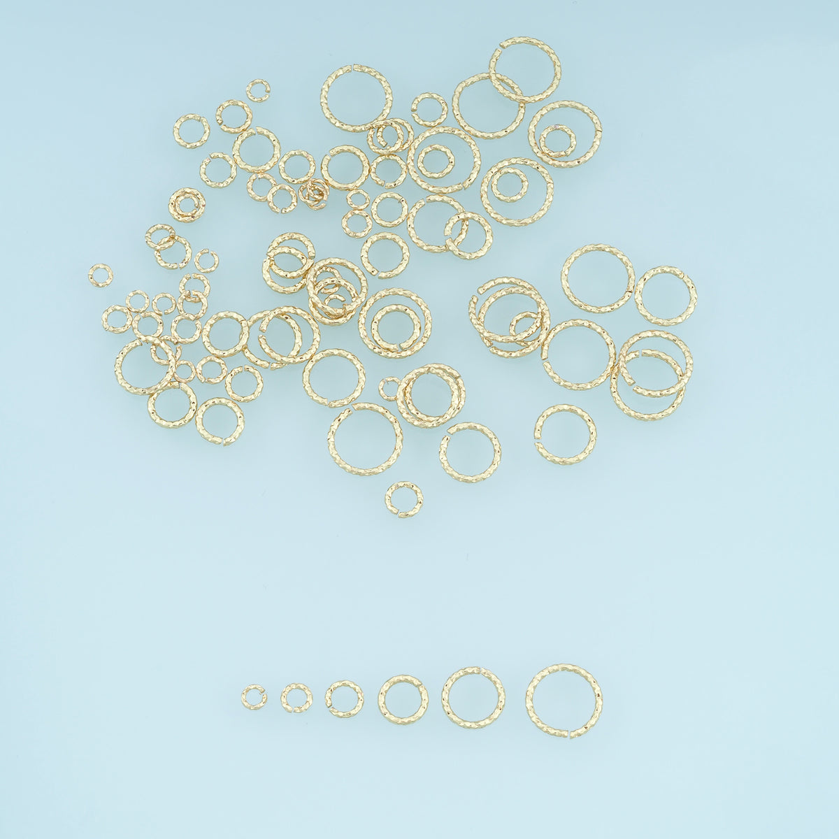 100 pcs 18K Gold Filled Hammered Open Jump Rings, Textured Jump Rings for DIY Bracelet & Necklace Jewelry Making