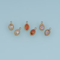 Oval Crystal Pendant,14K Gold Colorful Beaded Edge Gemstone Charm DIY Charm for Necklace Bracelet Making