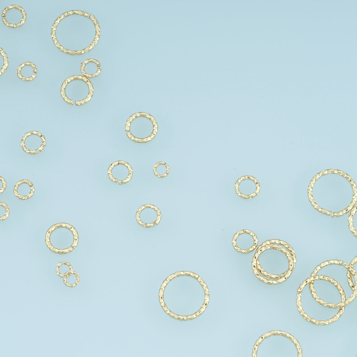 100 pcs 18K Gold Filled Hammered Open Jump Rings, Textured Jump Rings for DIY Bracelet & Necklace Jewelry Making