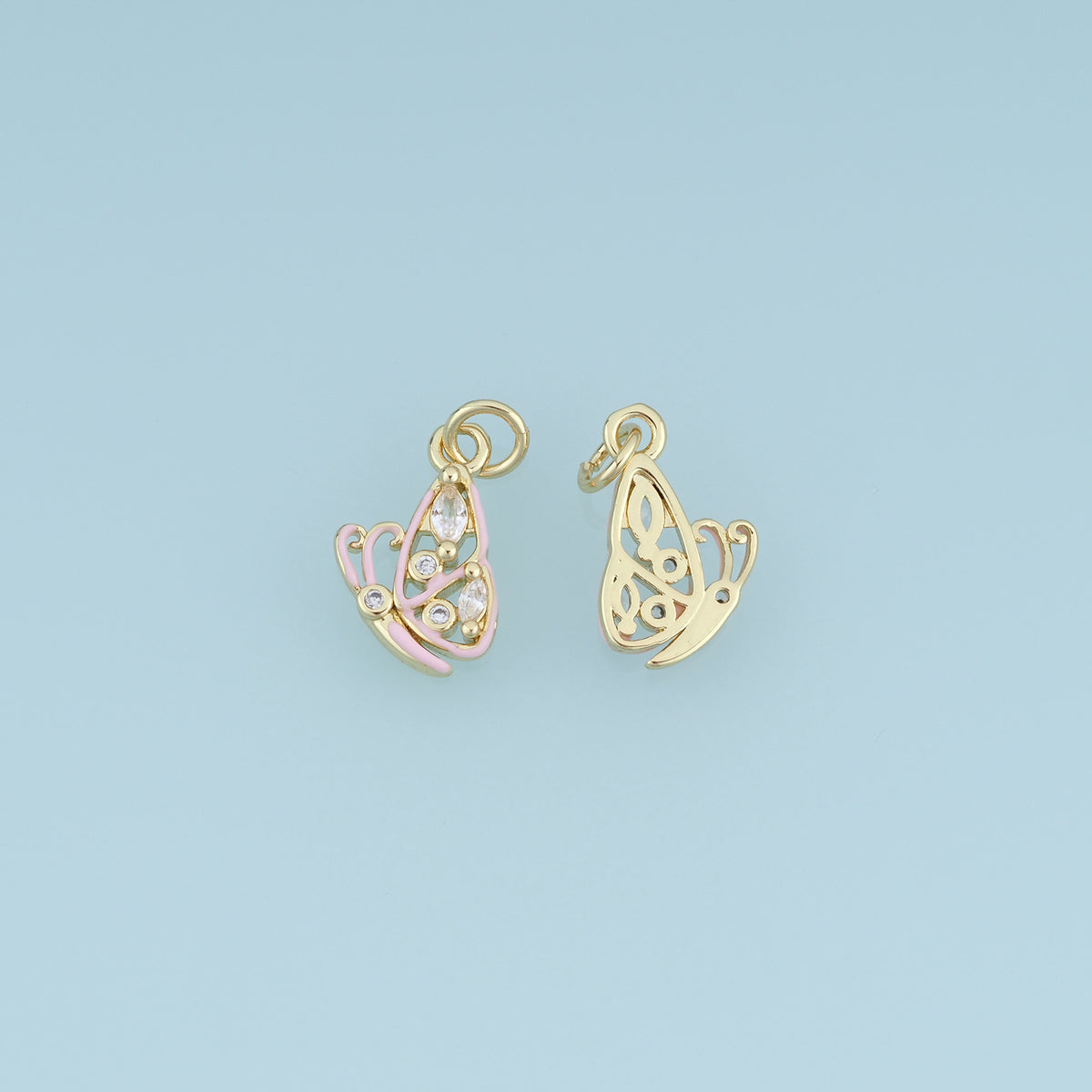 18K Gold Filled Butterfly Charm,Colorful Enamel Butterfly Pendant Gemstone Butterfly Charm for Bracelet Necklace DIY Jewelry Making