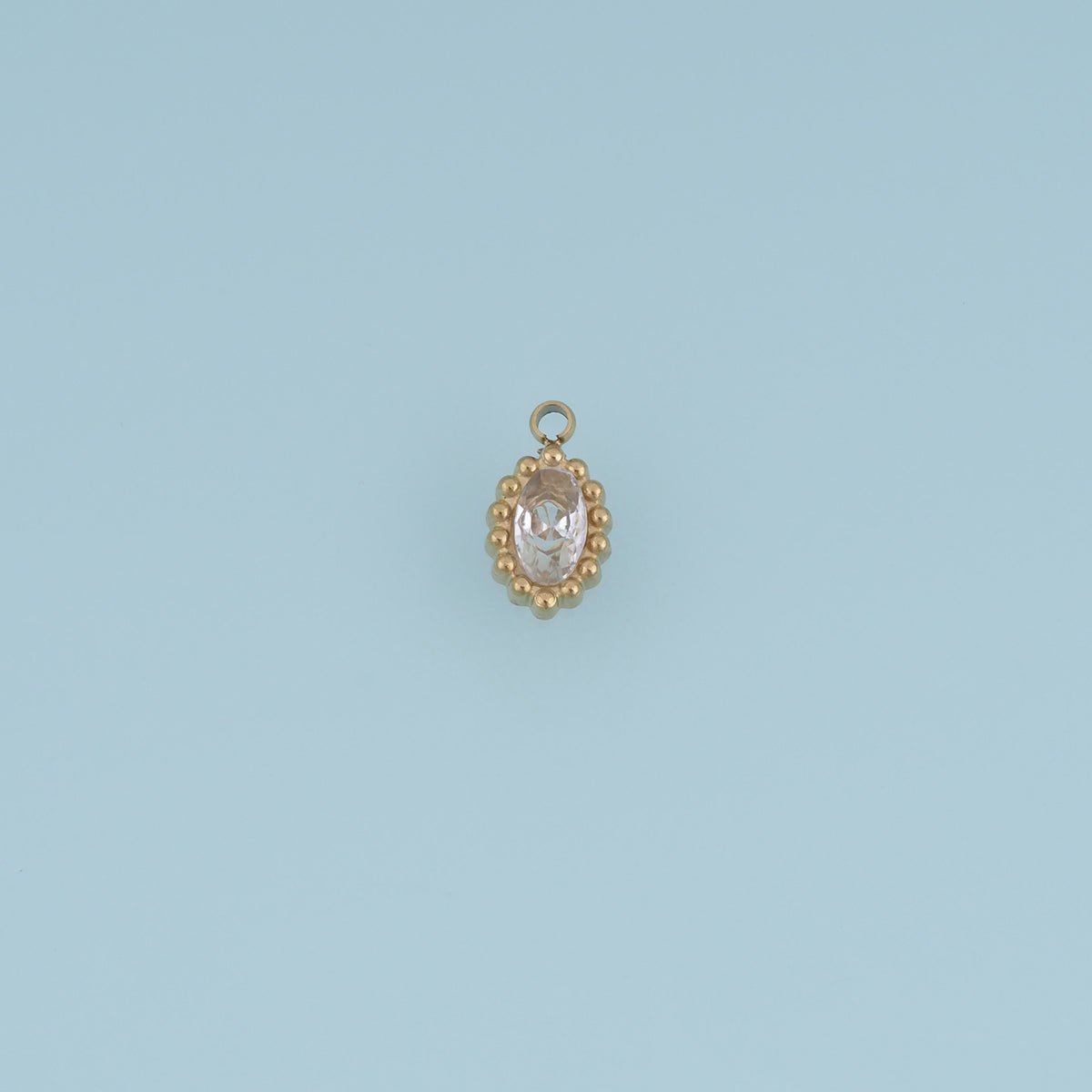 Oval Crystal Pendant,14K Gold Colorful Beaded Edge Gemstone Charm DIY Charm for Necklace Bracelet Making