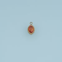 Oval Crystal Pendant,14K Gold Colorful Beaded Edge Gemstone Charm DIY Charm for Necklace Bracelet Making