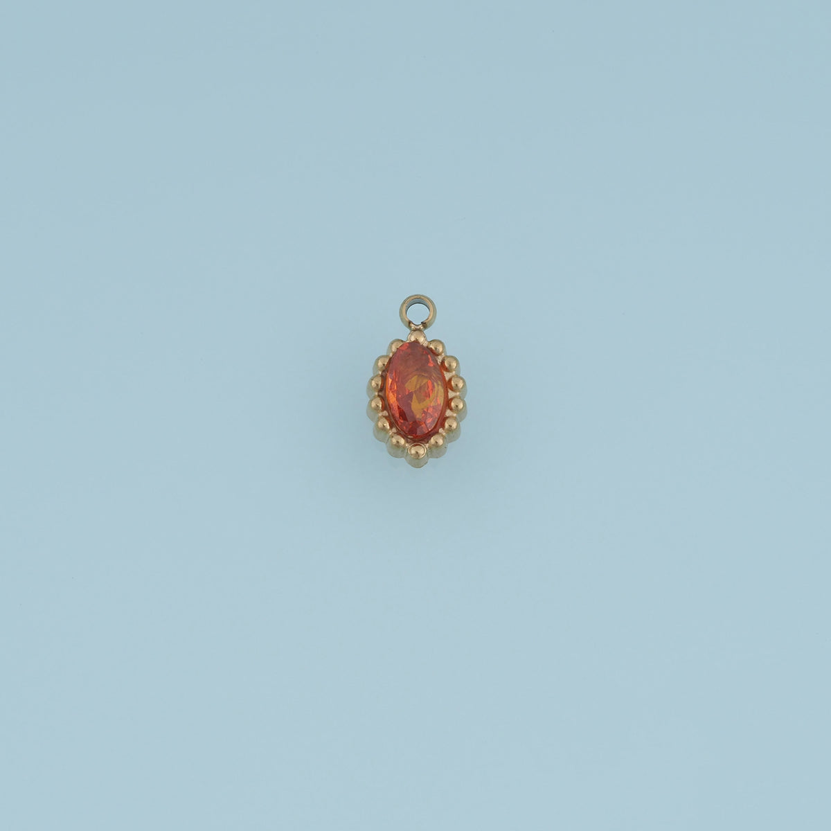 Oval Crystal Pendant,14K Gold Colorful Beaded Edge Gemstone Charm DIY Charm for Necklace Bracelet Making
