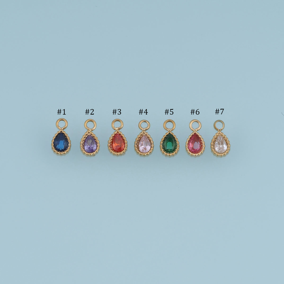 Teardrop Crystal Pendant,14K Gold Colorful Beaded Edge Gemstone Charm DIY Charm for Necklace Bracelet Making