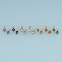 Teardrop Crystal Pendant,14K Gold Colorful Beaded Edge Gemstone Charm DIY Charm for Necklace Bracelet Making