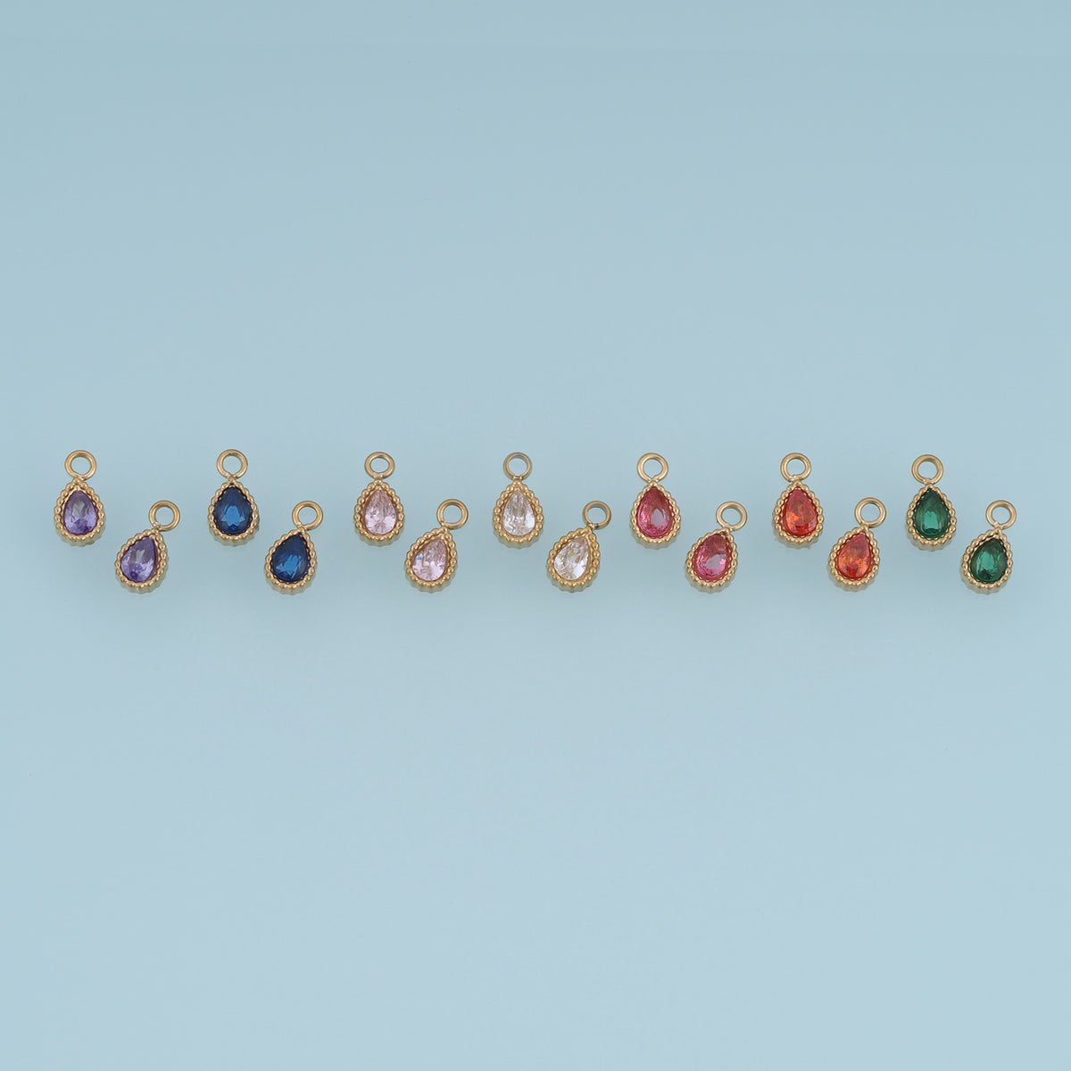 Teardrop Crystal Pendant,14K Gold Colorful Beaded Edge Gemstone Charm DIY Charm for Necklace Bracelet Making