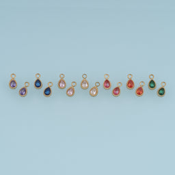 Teardrop Crystal Pendant,14K Gold Colorful Beaded Edge Gemstone Charm DIY Charm for Necklace Bracelet Making
