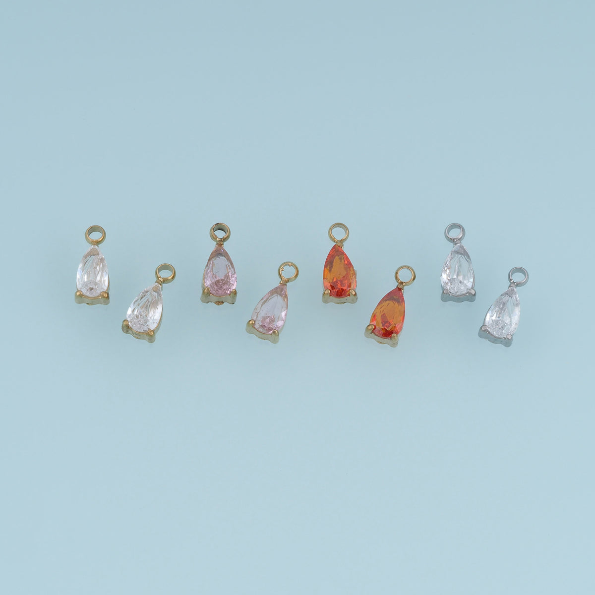 Teardrop Crystal Pendant,14K Gold Silver Colorful Faceted Charm DIY Charm for Necklace Bracelet Making