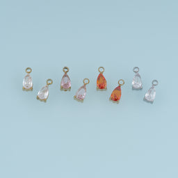 Teardrop Crystal Pendant,14K Gold Silver Colorful Faceted Charm DIY Charm for Necklace Bracelet Making