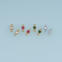 Heart Crystal Connector,14K Gold Silver Colorful Gemstone Charm DIY Charm for Necklace Bracelet Making