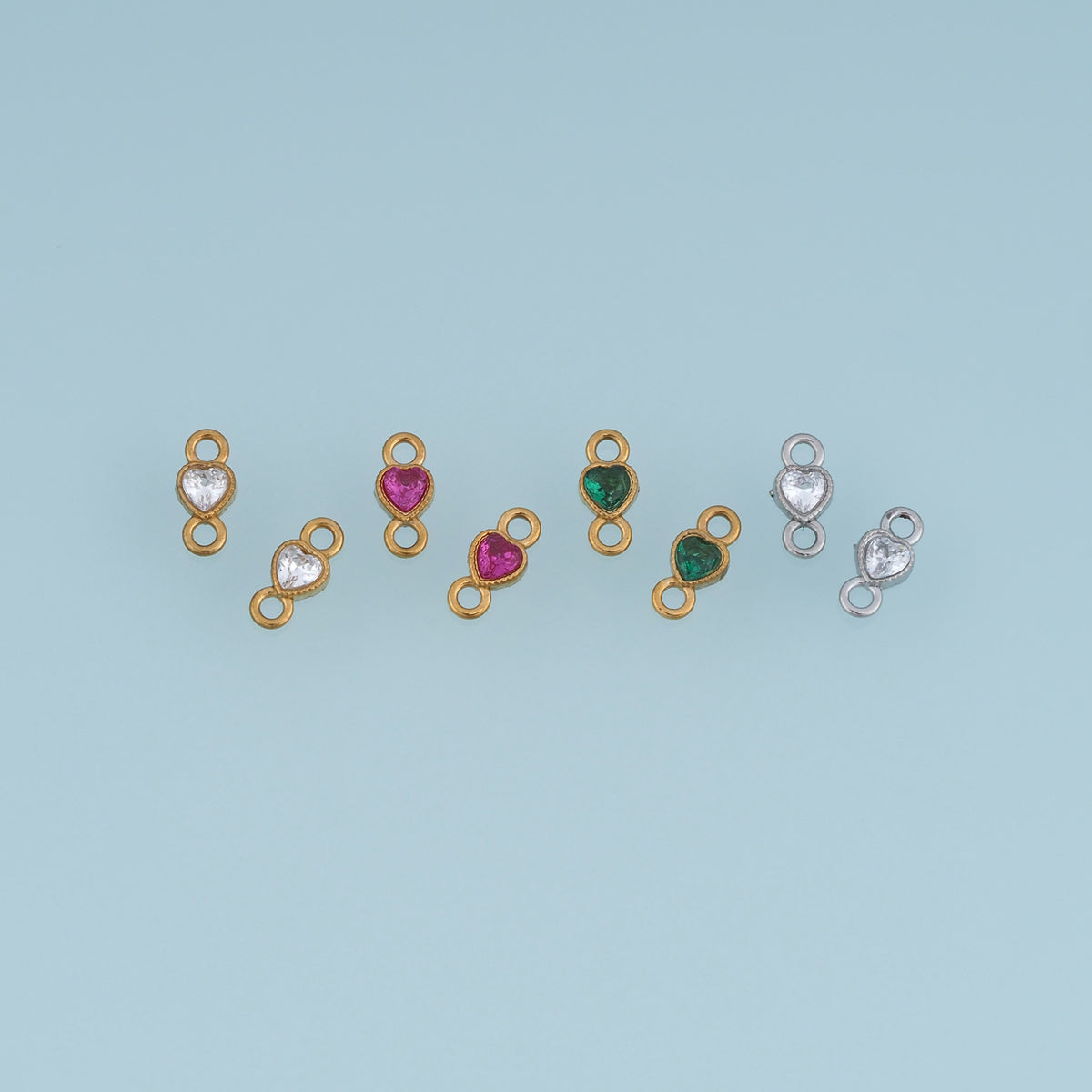 Heart Crystal Connector,14K Gold Silver Colorful Gemstone Charm DIY Charm for Necklace Bracelet Making