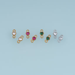 Heart Crystal Connector,14K Gold Silver Colorful Gemstone Charm DIY Charm for Necklace Bracelet Making