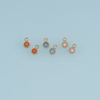 Round Crystal Pendant,14K Gold Colorful Beaded Edge Charm DIY Charm for Necklace Bracelet Making