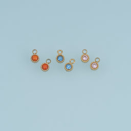 Round Crystal Pendant,14K Gold Colorful Beaded Edge Charm DIY Charm for Necklace Bracelet Making