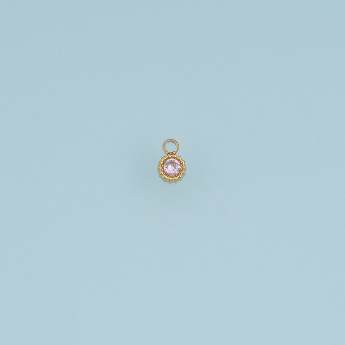 Round Crystal Pendant,14K Gold Colorful Beaded Edge Charm DIY Charm for Necklace Bracelet Making