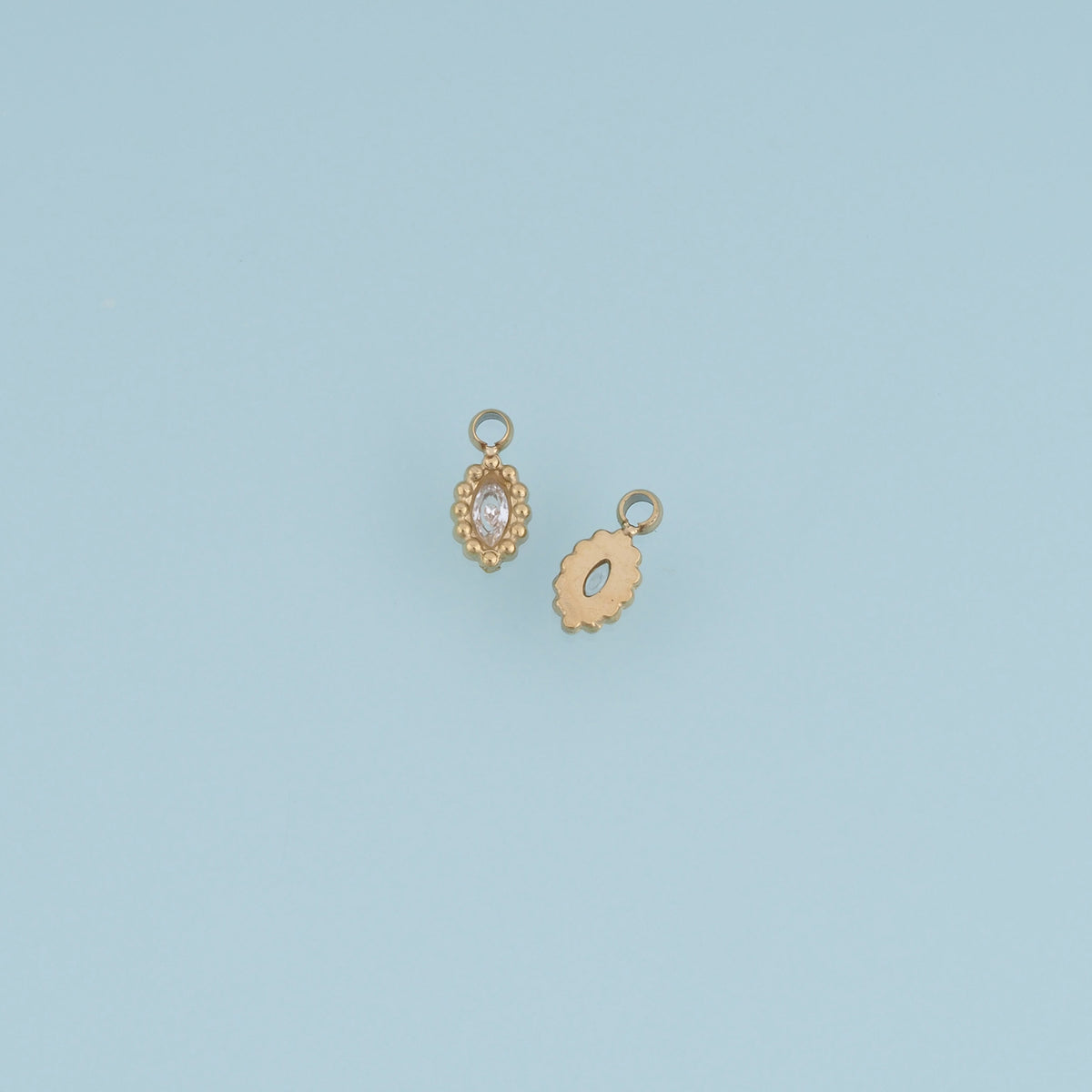 Oval Crystal Pendant,14K Gold Colorful Beaded Edge Charm DIY Charm for Necklace Bracelet Making