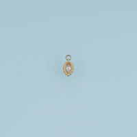 Oval Crystal Pendant,14K Gold Colorful Beaded Edge Charm DIY Charm for Necklace Bracelet Making
