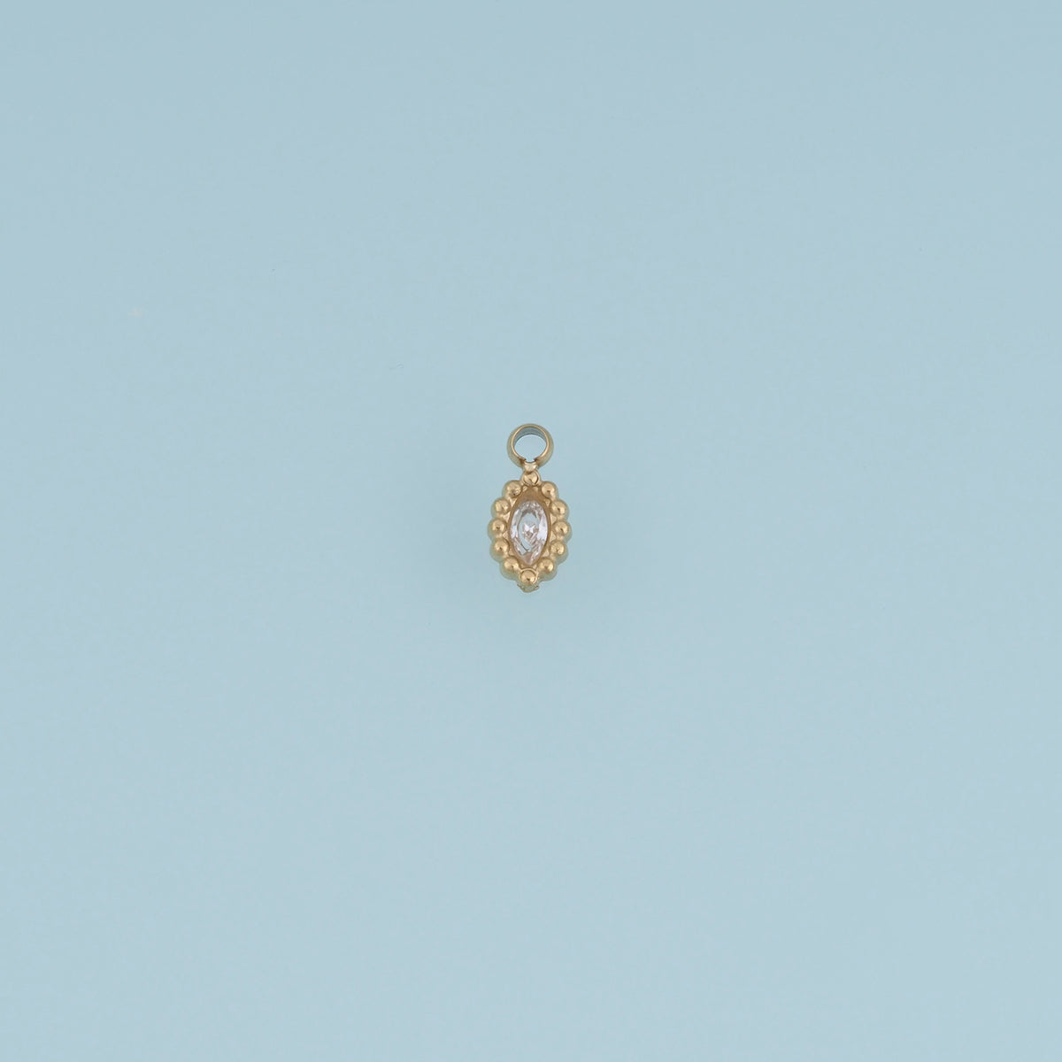 Oval Crystal Pendant,14K Gold Colorful Beaded Edge Charm DIY Charm for Necklace Bracelet Making