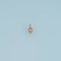 Oval Crystal Pendant,14K Gold Colorful Beaded Edge Charm DIY Charm for Necklace Bracelet Making