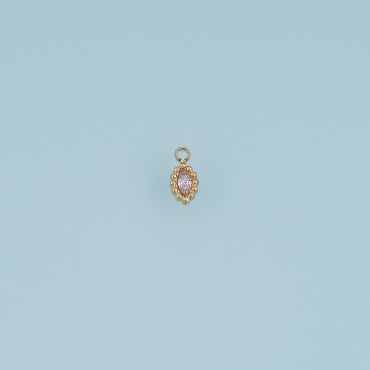 Oval Crystal Pendant,14K Gold Colorful Beaded Edge Charm DIY Charm for Necklace Bracelet Making