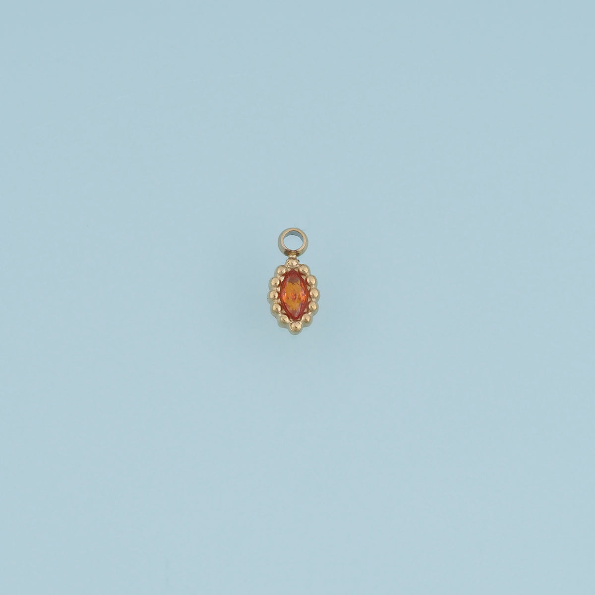 Oval Crystal Pendant,14K Gold Colorful Beaded Edge Charm DIY Charm for Necklace Bracelet Making