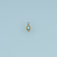 Oval Crystal Pendant,14K Gold Colorful Beaded Edge Charm DIY Charm for Necklace Bracelet Making